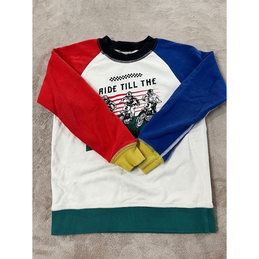 Hanna Andersson Ride till The Dirt Rider Kids Shirt Colorblocked 8 130CM Ribbed
